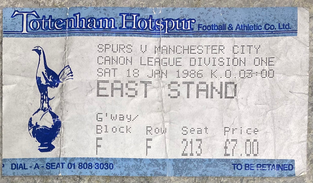 1985/86 ORIGINAL DIVISION ONE TICKET TOTTENHAM HOTSPUR V MANCHESTER CITY