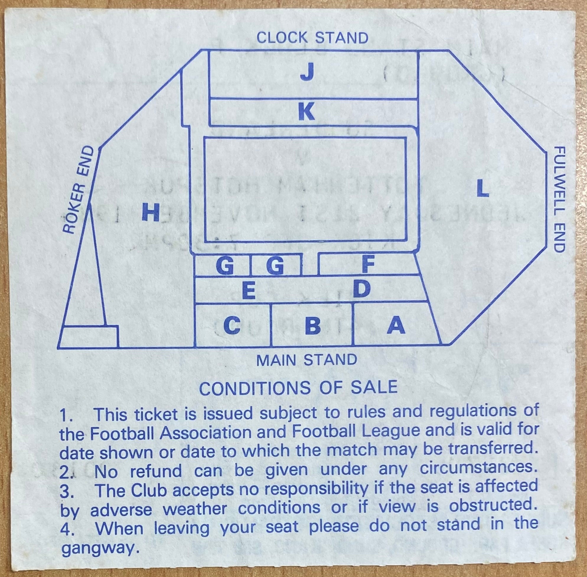 1984/85 ORIGINAL MILK CUP 4TH ROUND TICKET SUNDERLAND V TOTTENHAM HOTSPUR