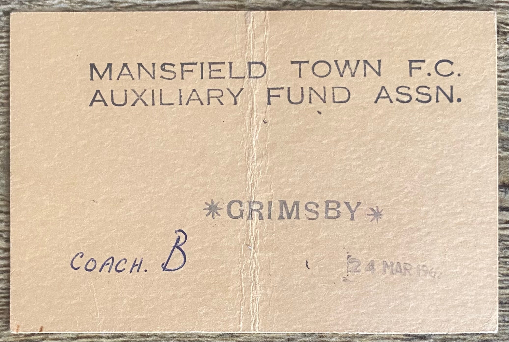 1966/67 ORIGINAL DIVISION 3 TICKET MANSFIELD TOWN V WALSALL