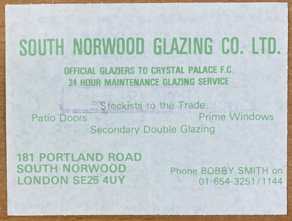 1986/87 ORIGINAL DIVISION 2 TICKET CRYSTAL PALACE V BLACKBURN ROVERS
