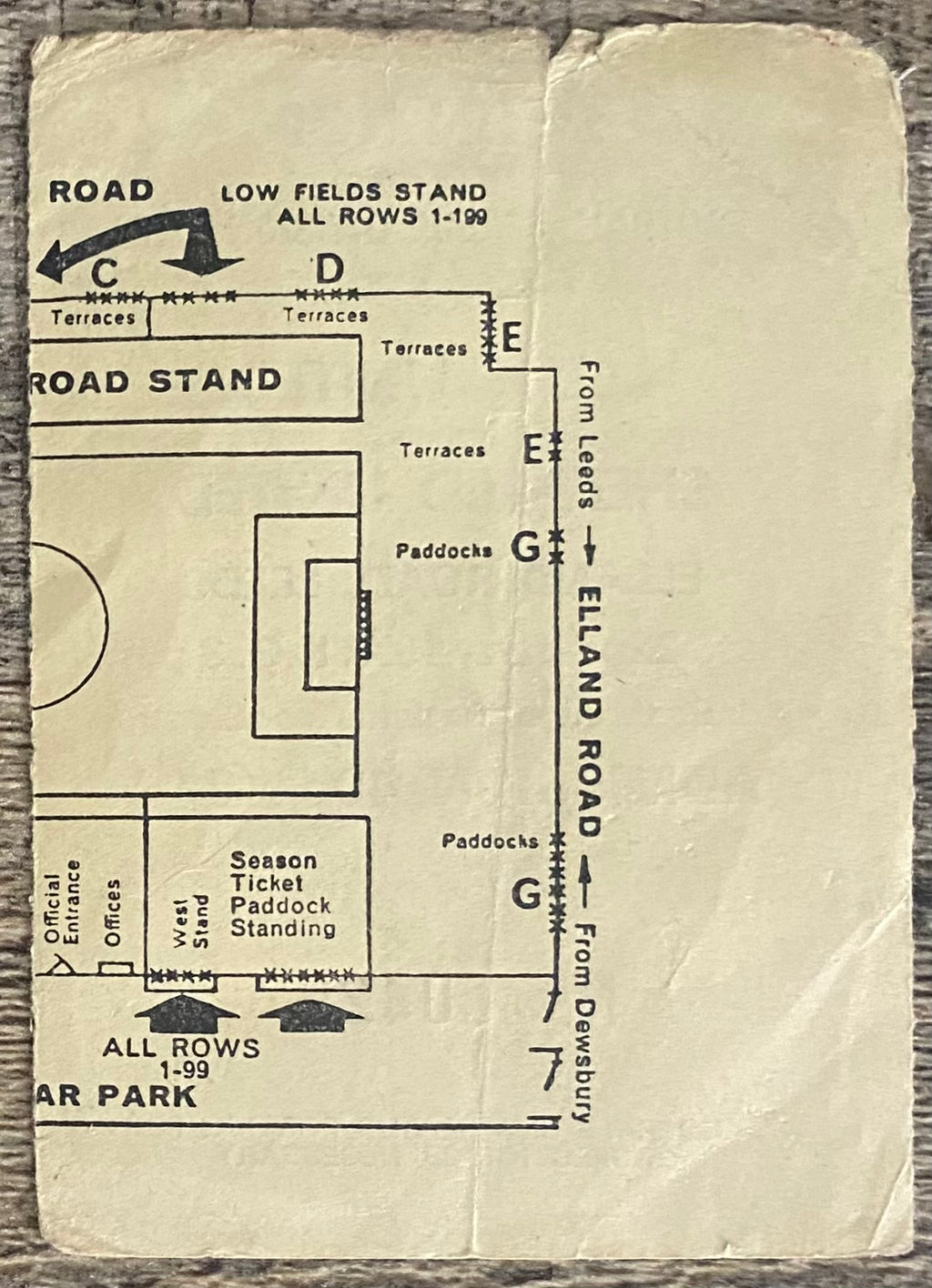 1971/72 ORIGINAL DIVISION ONE TICKET LEEDS UNITED V SHEFFIELD UNITED