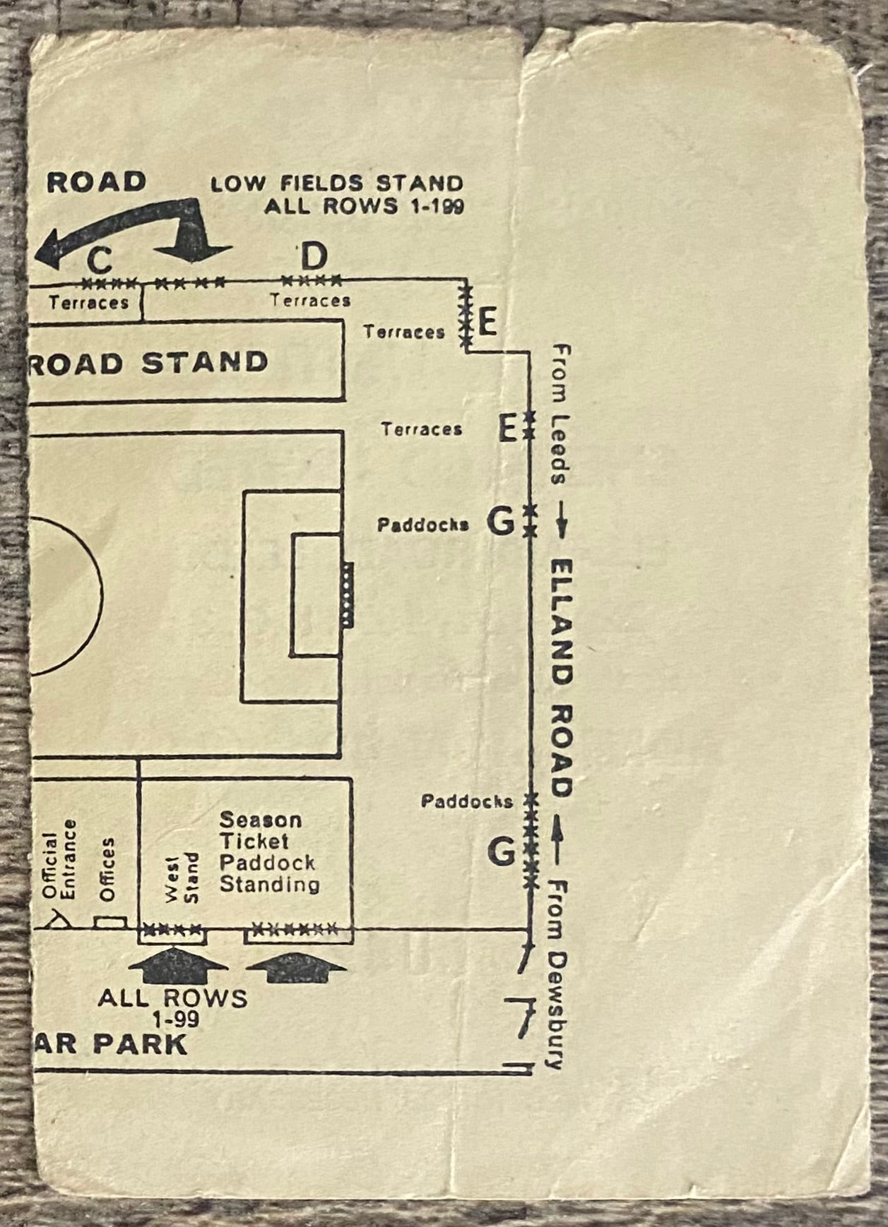 1971/72 ORIGINAL DIVISION ONE TICKET LEEDS UNITED V SHEFFIELD UNITED