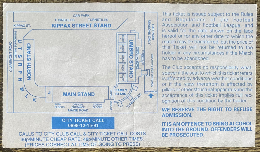 1994 ORIGINAL FA CUP SEMI FINAL REPLAY TICKET MANCHESTER UNITED V OLDHAM ATHLETIC