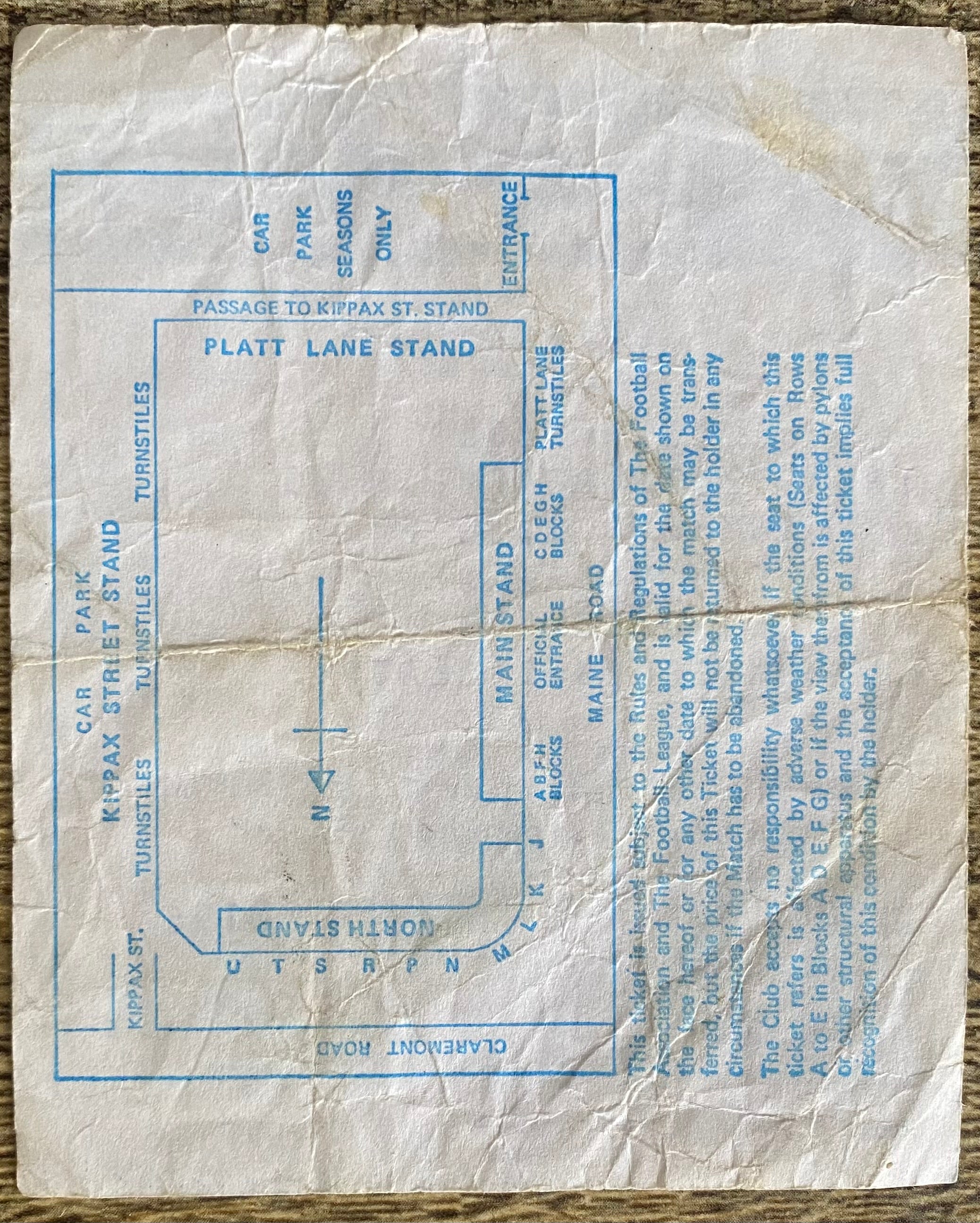 1985/86 ORIGINAL DIVISION ONE TICKET MANCHESTER CITY V LIVERPOOL