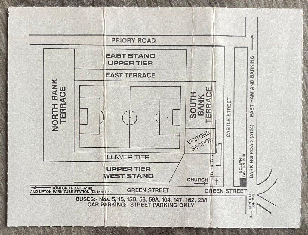 1990/91 ORIGINAL DIVISION 2 TICKET WEST HAM UNITED V WEST BROMWICH ALBION