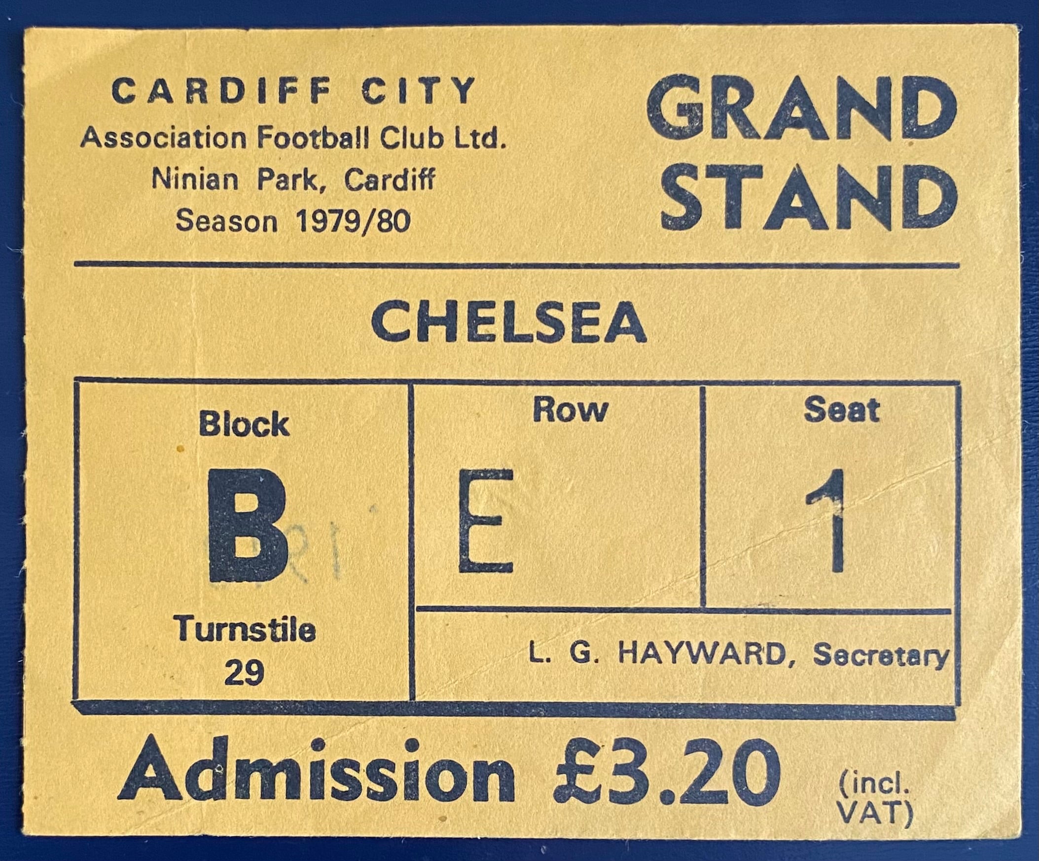 1979/80 ORIGINAL DIVISION 2 TICKET CARDIFF CITY V CHELSEA
