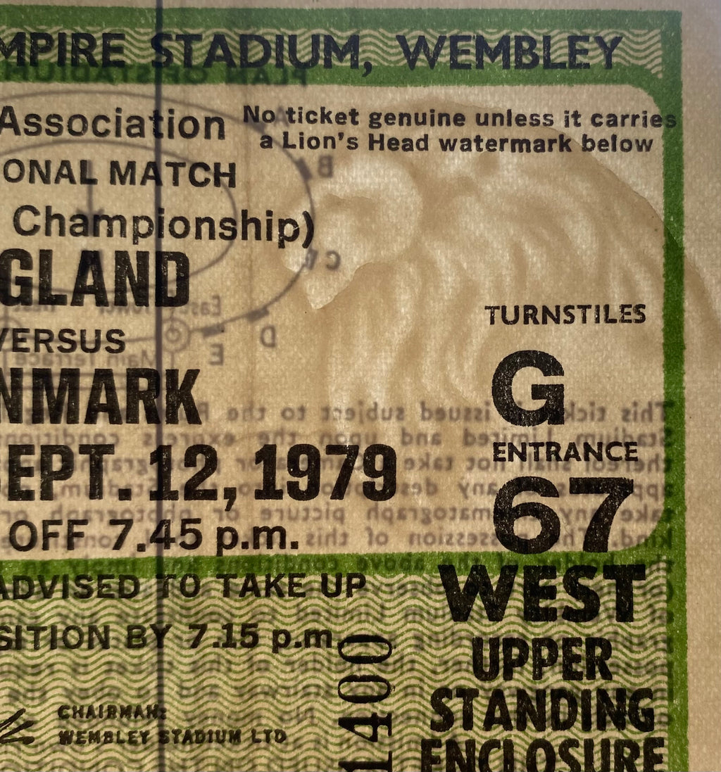 1979 ORIGINAL EUROPEAN CHAMPIONSHIPS QUALIFYING TICKET ENGLAND V DENMARK