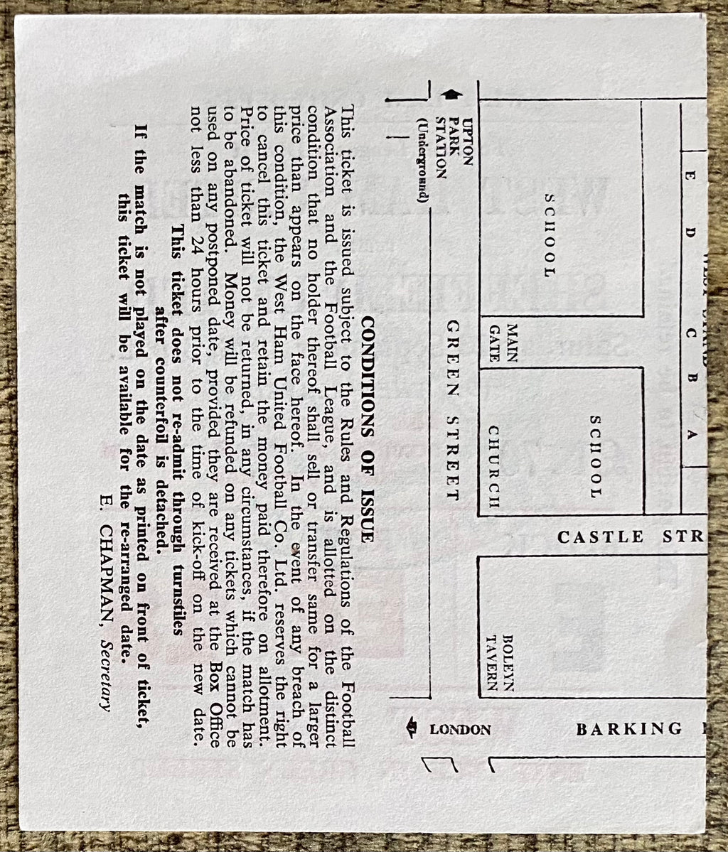 1978/79 ORIGINAL DIVISION 2 TICKET WEST HAM UNITED V SHEFFIELD UNITED