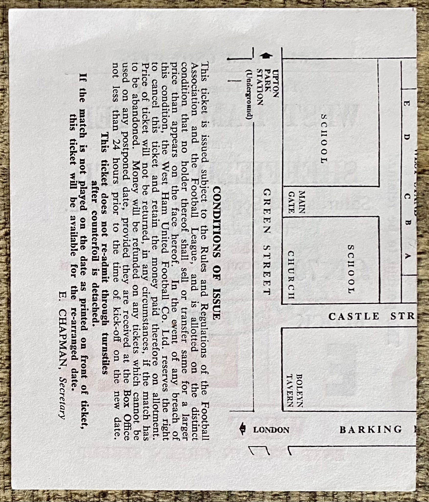 1978/79 ORIGINAL DIVISION 2 TICKET WEST HAM UNITED V SHEFFIELD UNITED