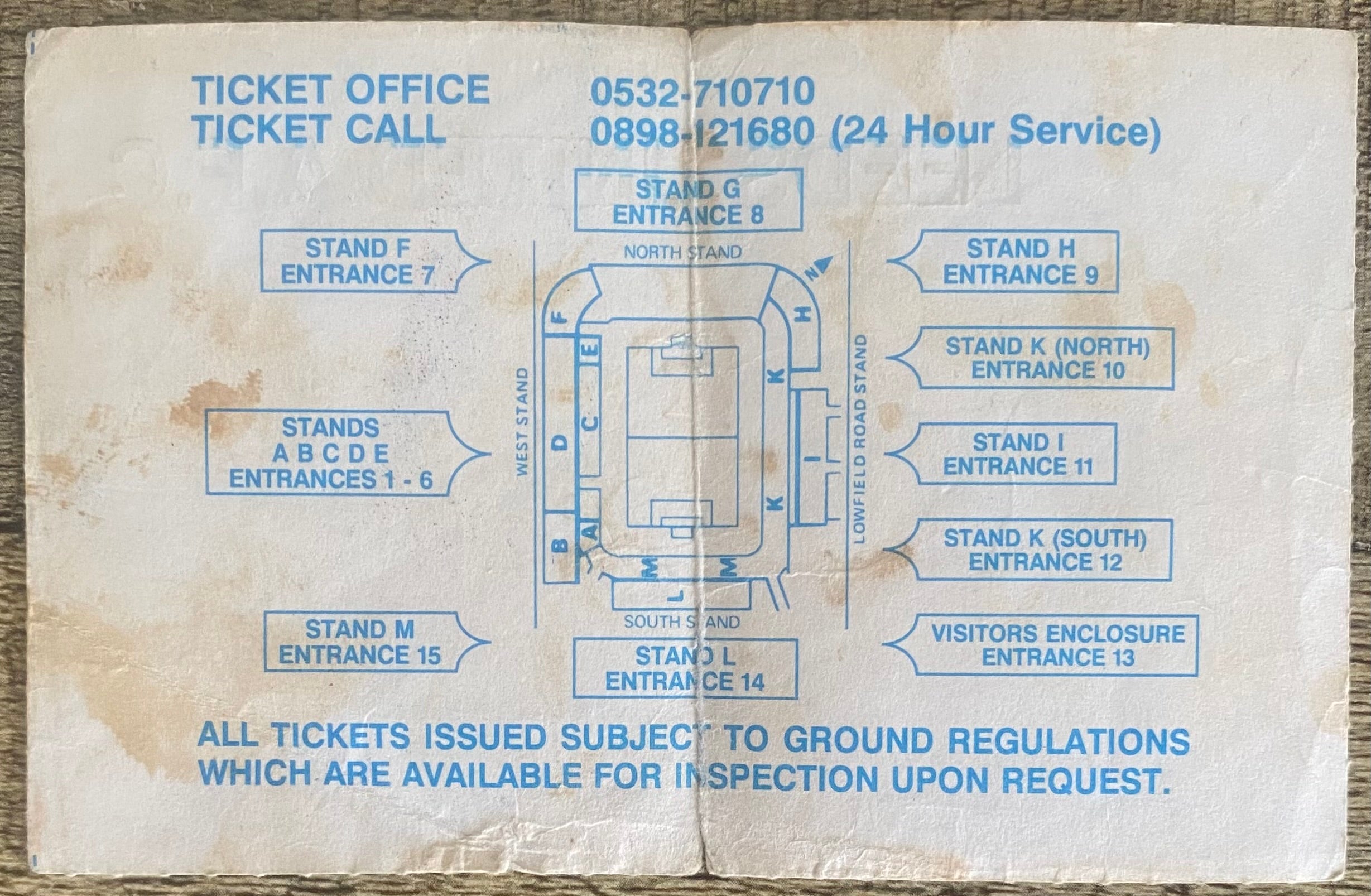 1990/91 ORIGINAL RUMBELOWS CUP 2ND ROUND 2ND LEG TICKET LEEDS UNITED V LEICESTER CITY