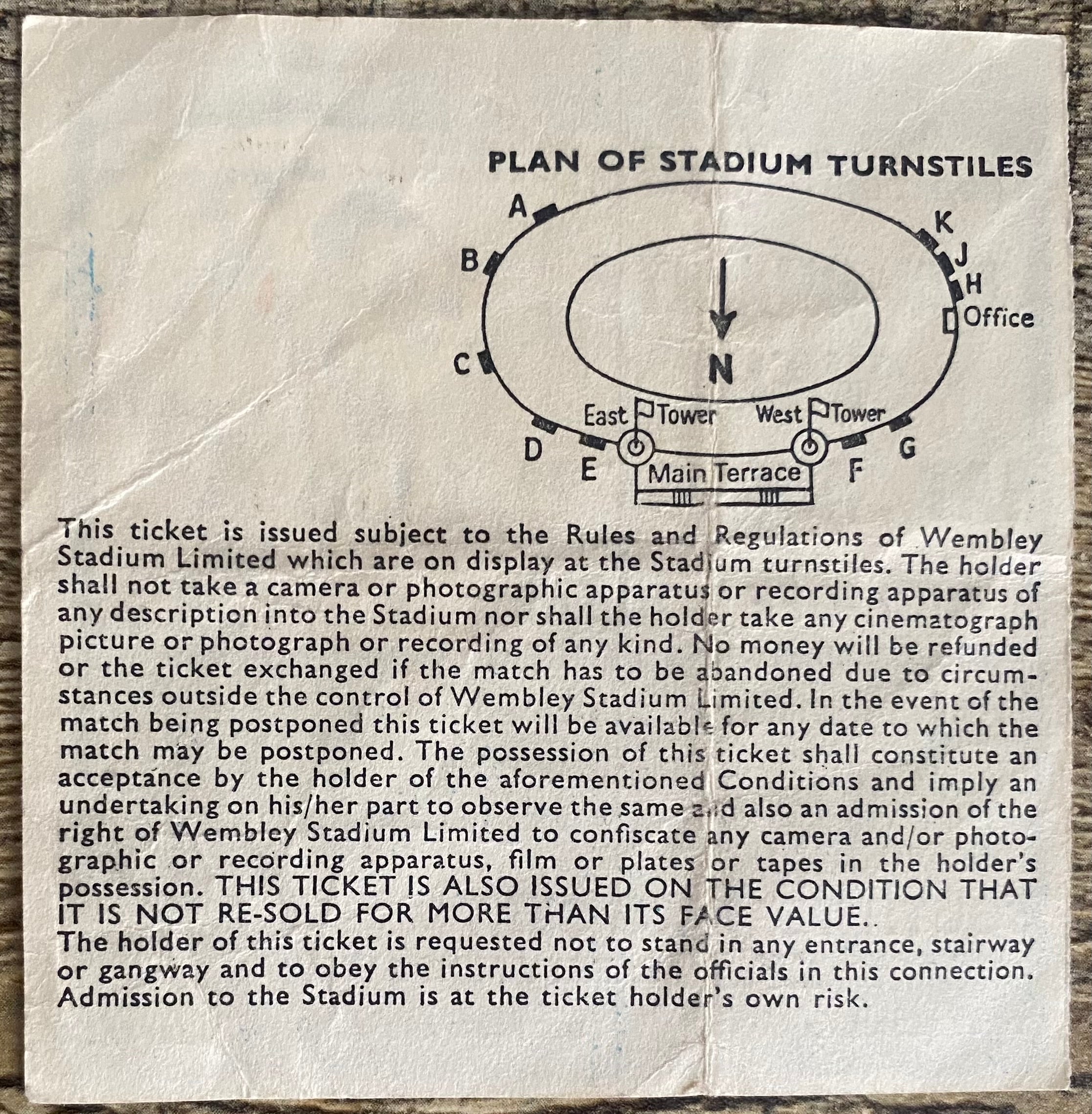 1982 ORIGINAL CHARITY SHIELD TICKET LIVERPOOL V TOTTENHAM HOTSPUR
