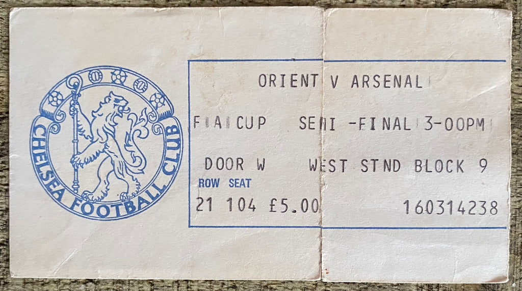 1978 ORIGINAL FA CUP SEMI FINAL TICKET ORIENT V ARSENAL @ STAMFORD BRIDGE