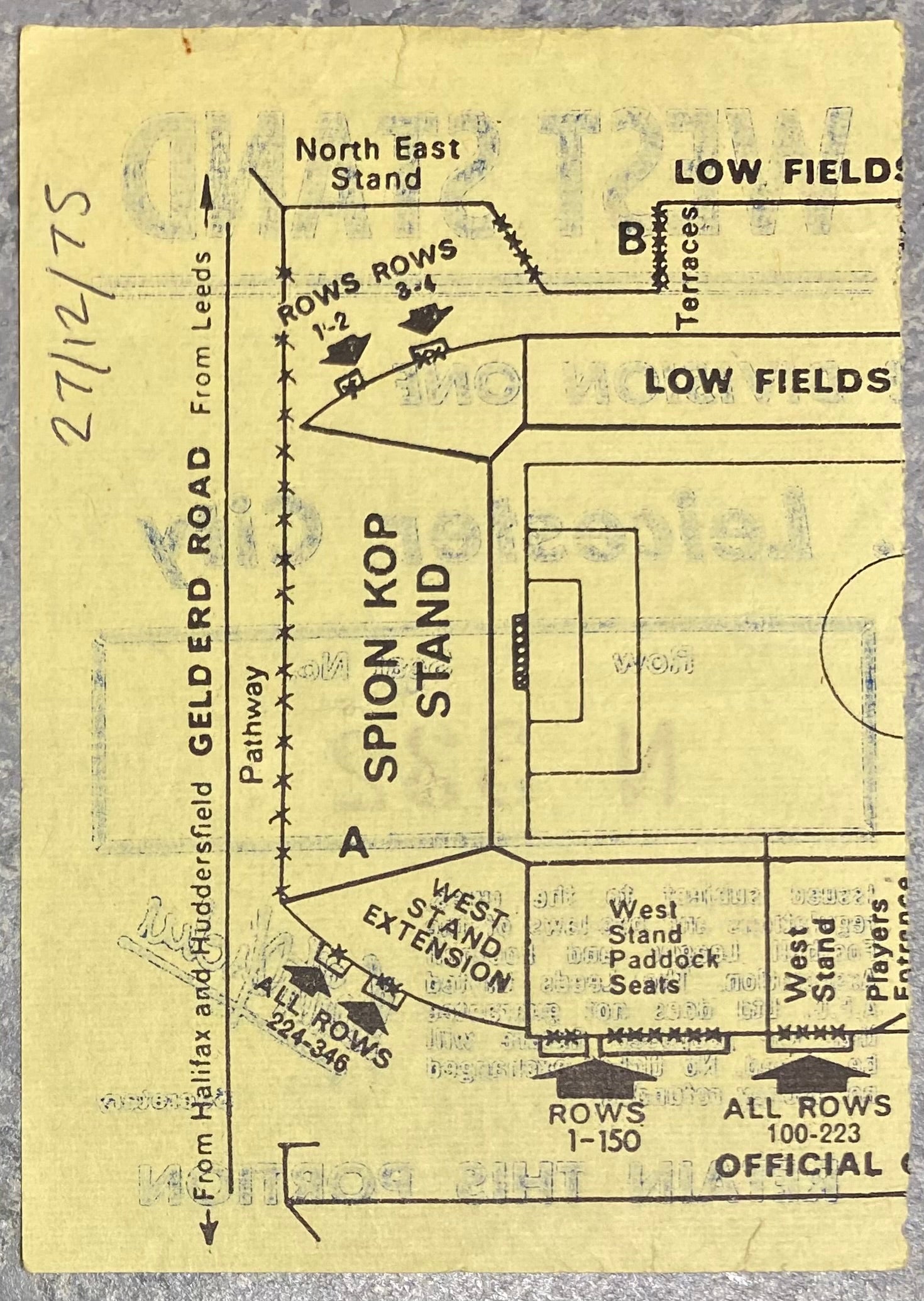 1975/76 ORIGINAL DIVISION ONE TICKET LEEDS UNITED V LEICESTER CITY