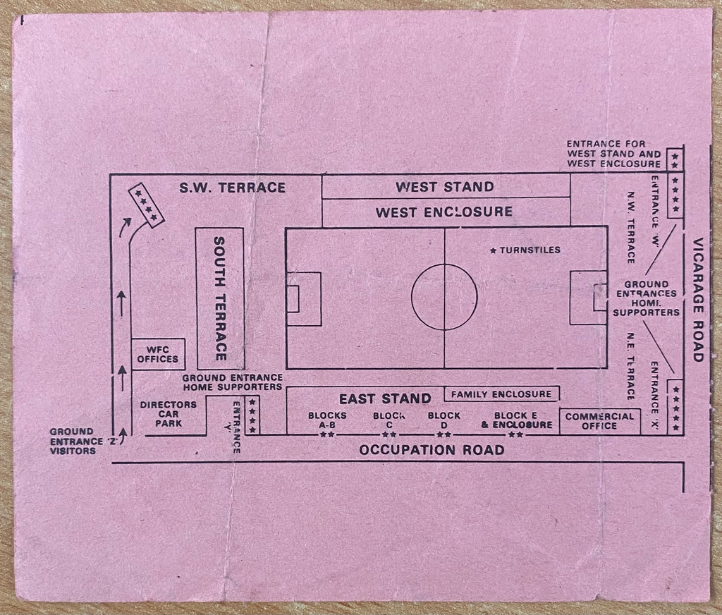 1980/81 ORIGINAL DIVISION TWO TICKET WATFORD V WEST HAM UNITED