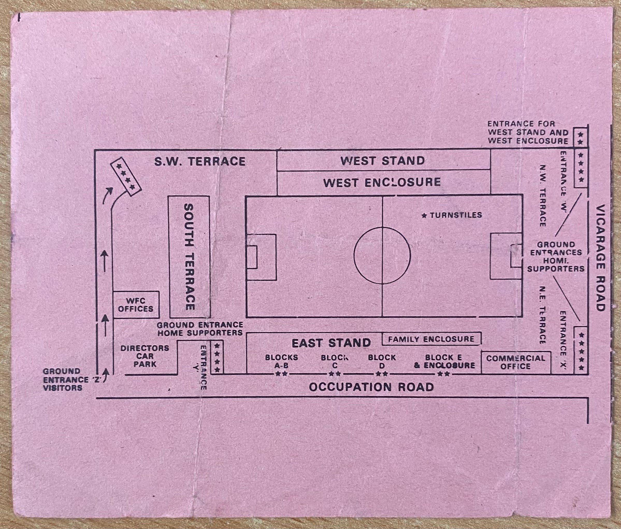 1980/81 ORIGINAL DIVISION TWO TICKET WATFORD V WEST HAM UNITED