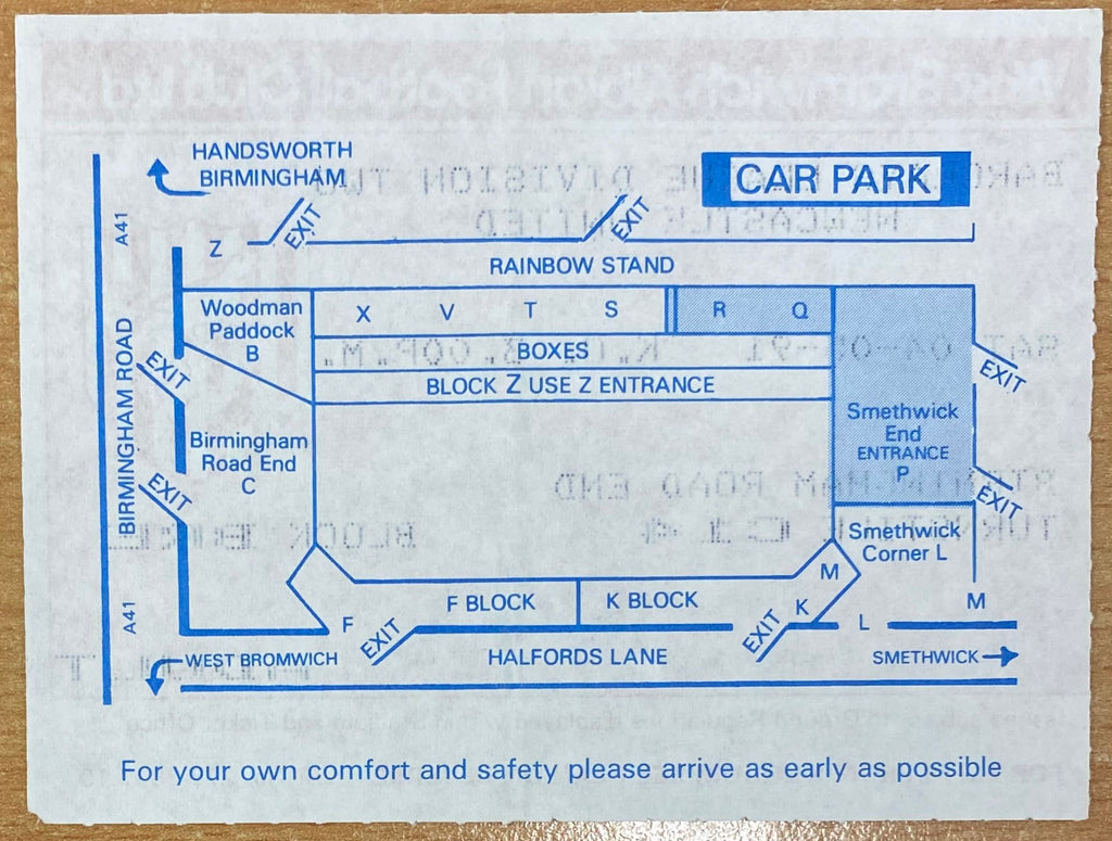 1990/91 ORIGINAL DIVISION 2 TICKET WEST BROMWICH ALBION V NEWCASTLE UNITED