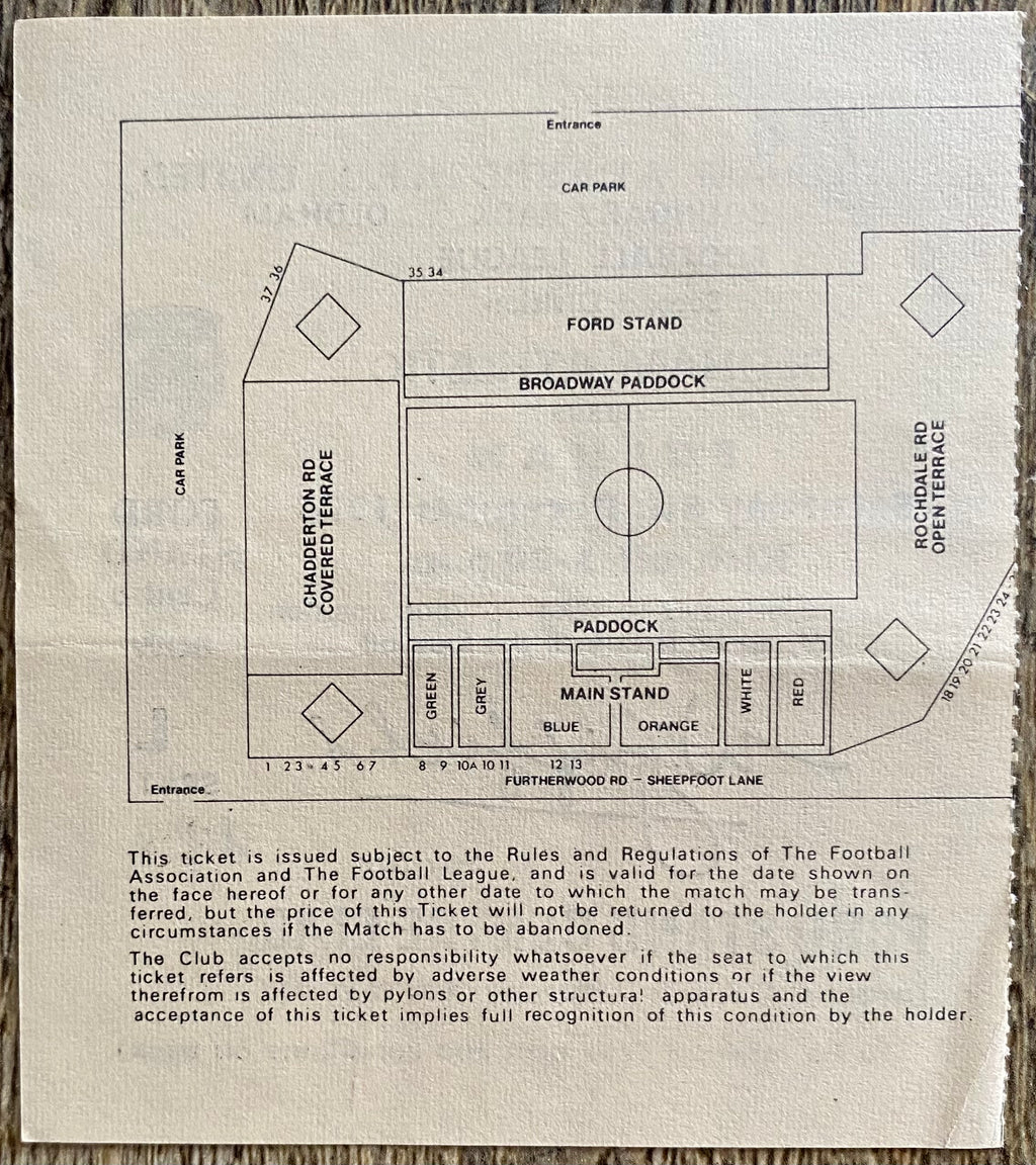 1975/76 ORIGINAL DIVISION 2 TICKET OLDHAM ATHLETIC V FULHAM