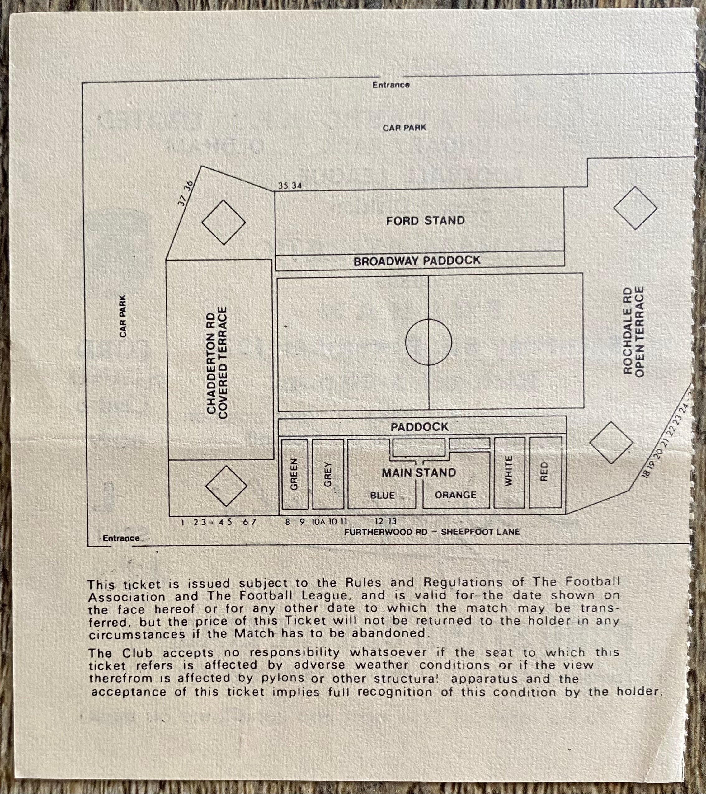 1975/76 ORIGINAL DIVISION 2 TICKET OLDHAM ATHLETIC V FULHAM