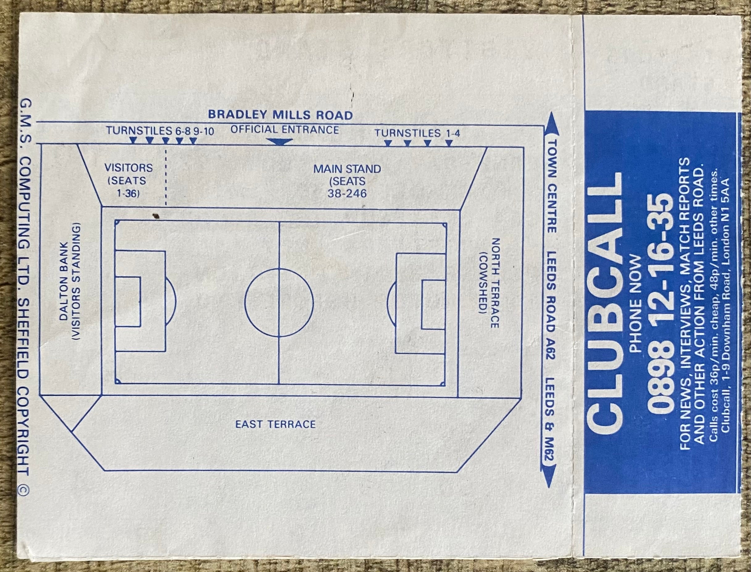 1992/93 ORIGINAL COCA COLA CUP 1ST ROUND 2ND LEG UNUSED TICKET HUDDERSFIELD TOWN V SUNDERLAND
