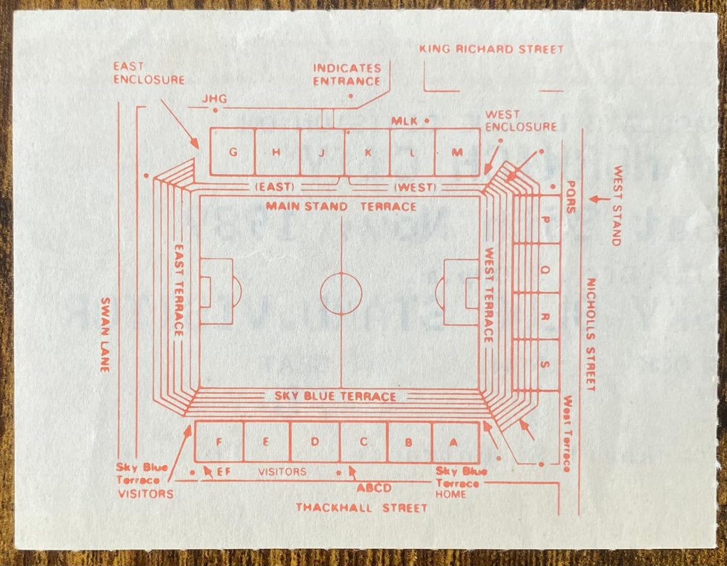 1989/90 ORIGINAL DIVISION 1 TICKET COVENTRY CITY V NORWICH CITY