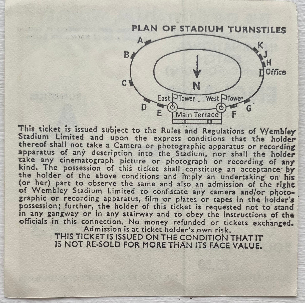 1977 ORIGINAL WORLD CUP QUALIFYING TICKET ENGLAND V ITALY