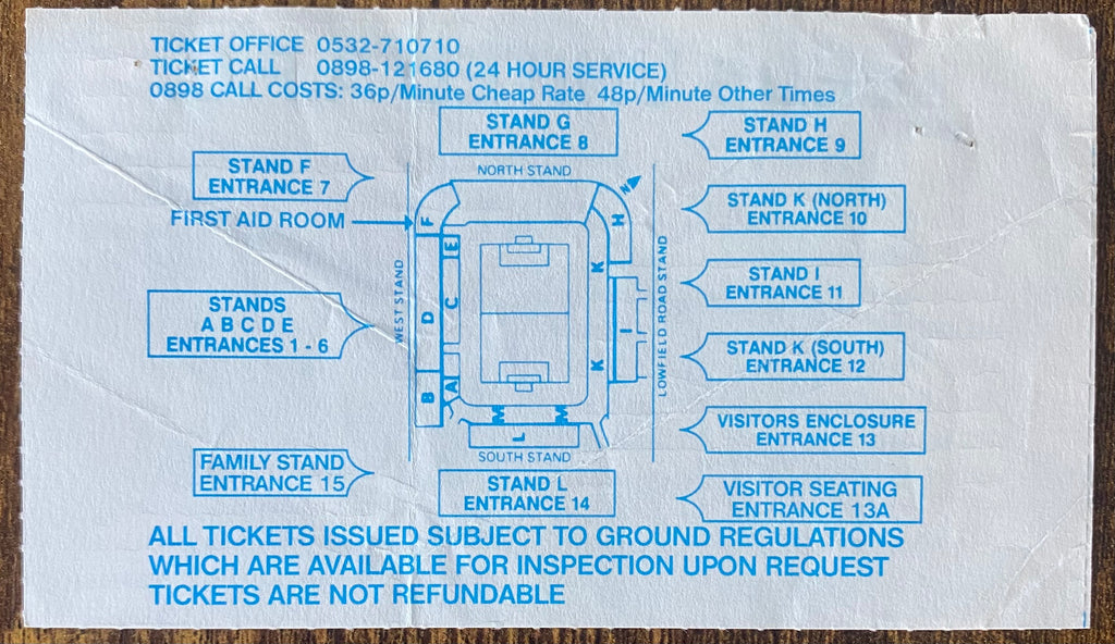 1990/91 ORIGINAL FA CUP 4TH ROUND REPLAY TICKET LEEDS UNITED V ARSENAL