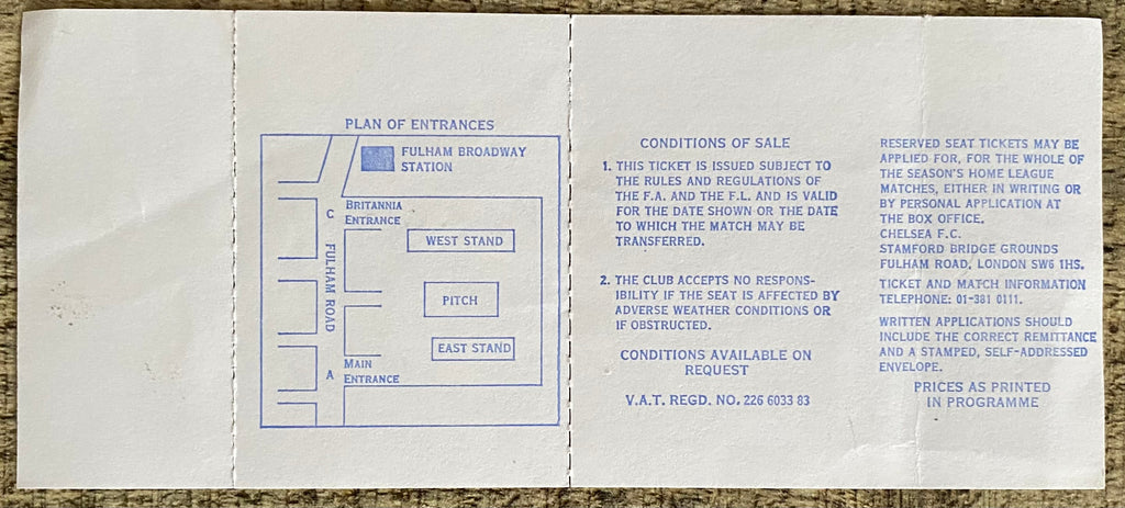 1976/77 ORIGINAL UNUSED DIVISION 2 TICKET CHELSEA V CARDIFF CITY