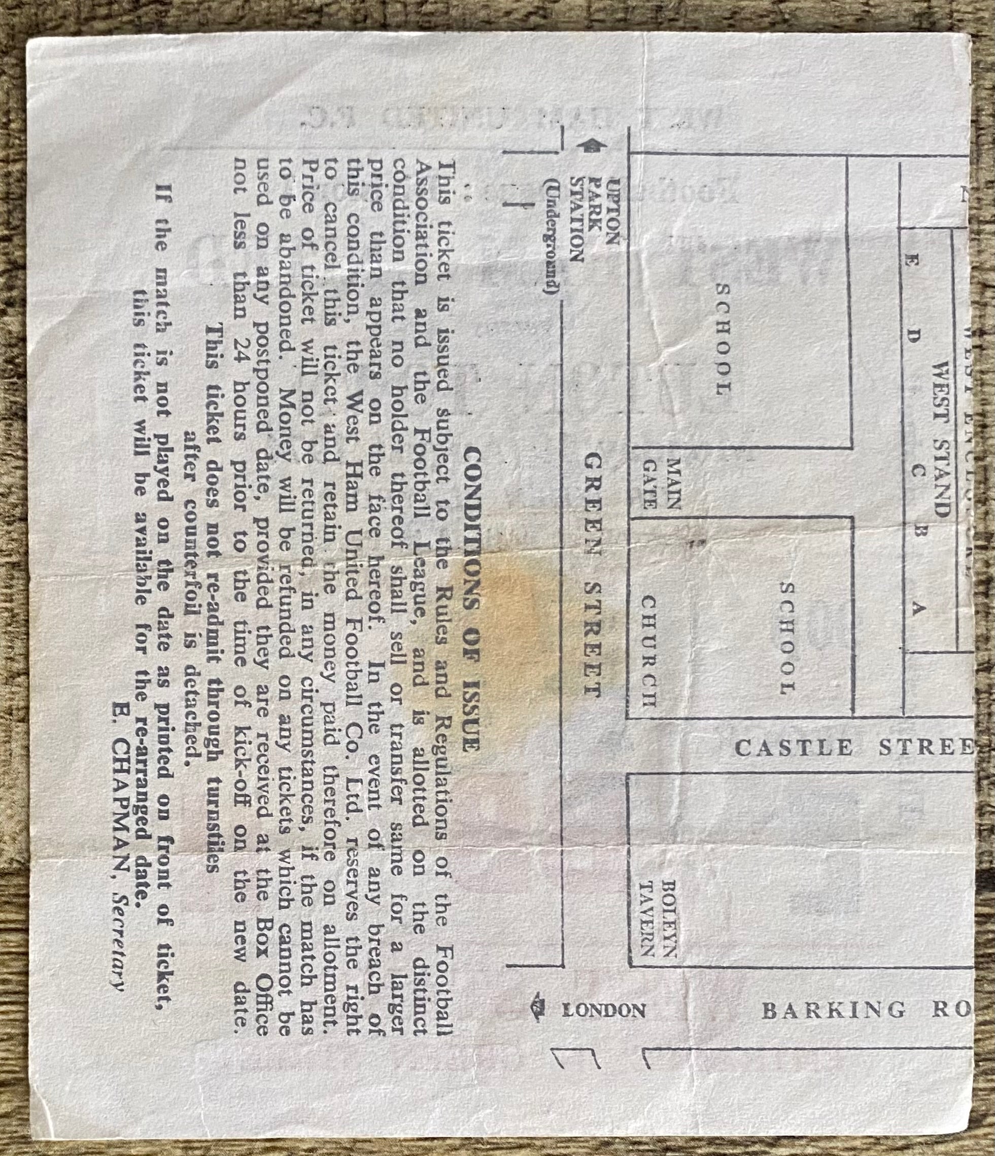 1974/75 ORIGINAL DIVISION ONE TICKET WEST HAM UNITED V LUTON TOWN