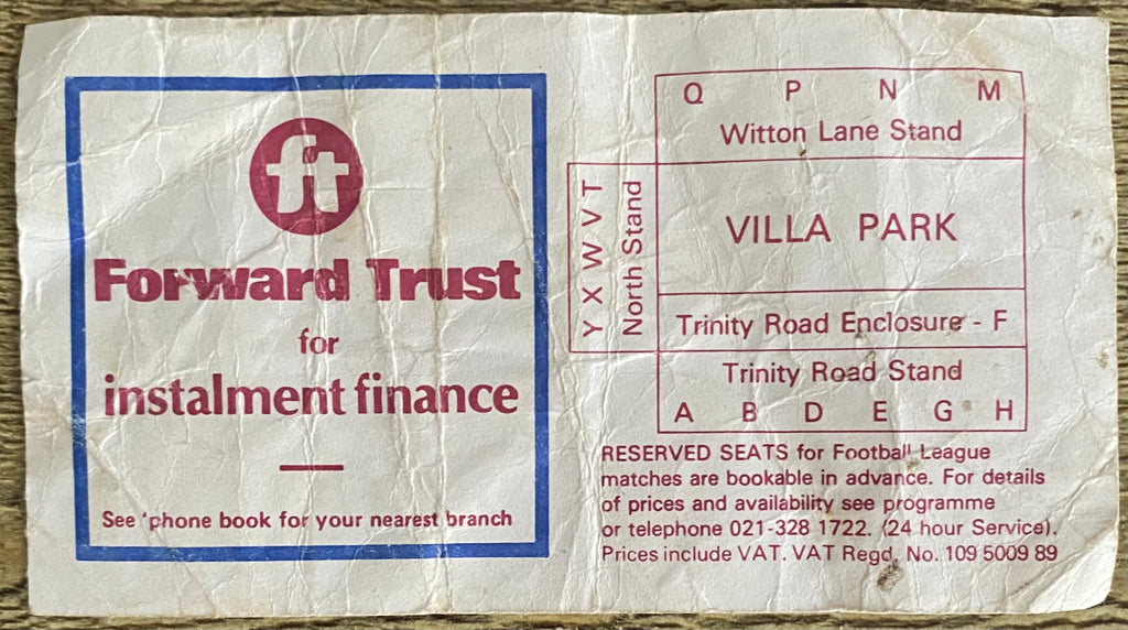 1983/84 ORIGINAL FA CUP 3RD ROUND TICKET ASTON VILLA V NORWICH CITY