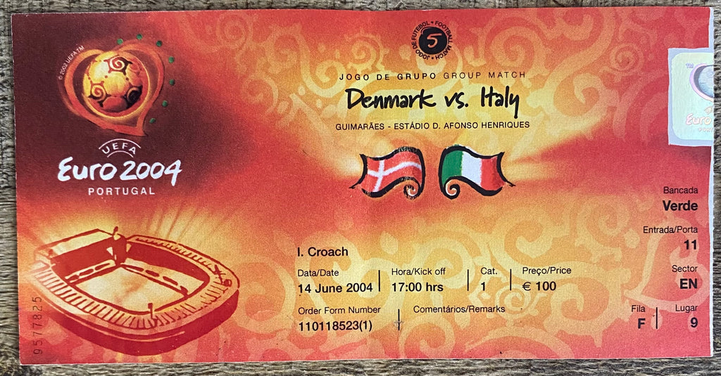2004 ORIGINAL EUROPEAN CHAMPIONSHIPS TICKET ITALY V DENMARK  @ GUIMARAES