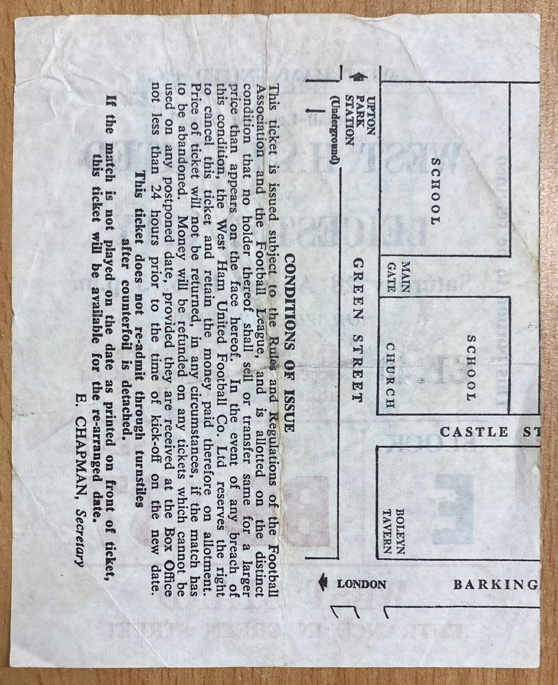 1976/77 ORIGINAL DIVISION ONE TICKET WEST HAM UNITED V LEICESTER CITY