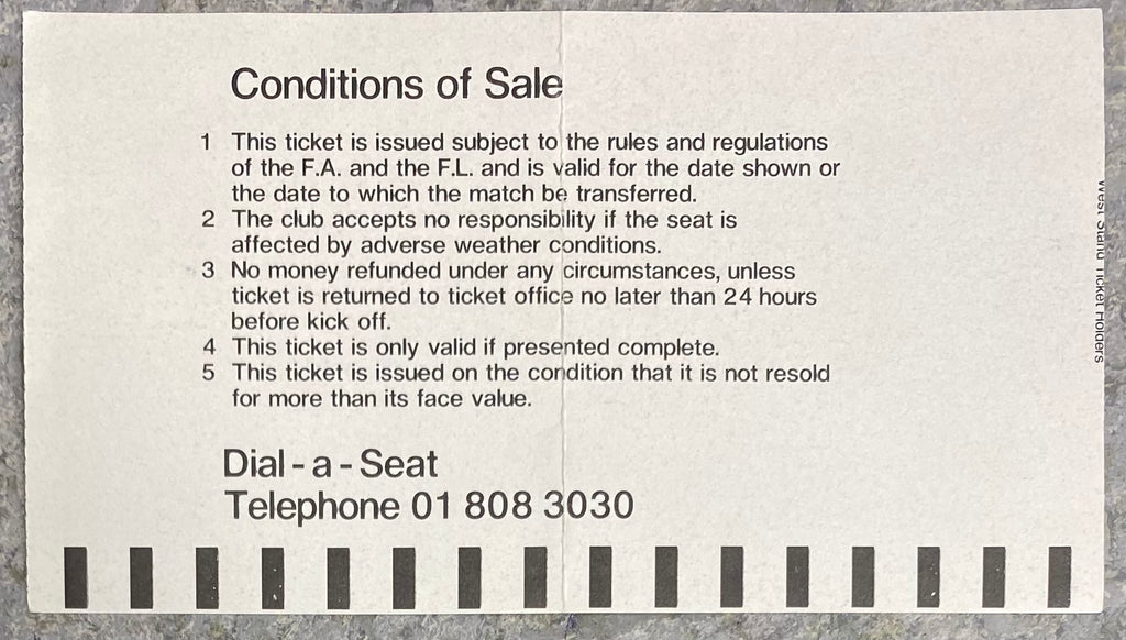 1984/85 ORIGINAL MILK CUP 4TH ROUND REPLAY TICKET TOTTENHAM HOTSPUR V SUNDERLAND