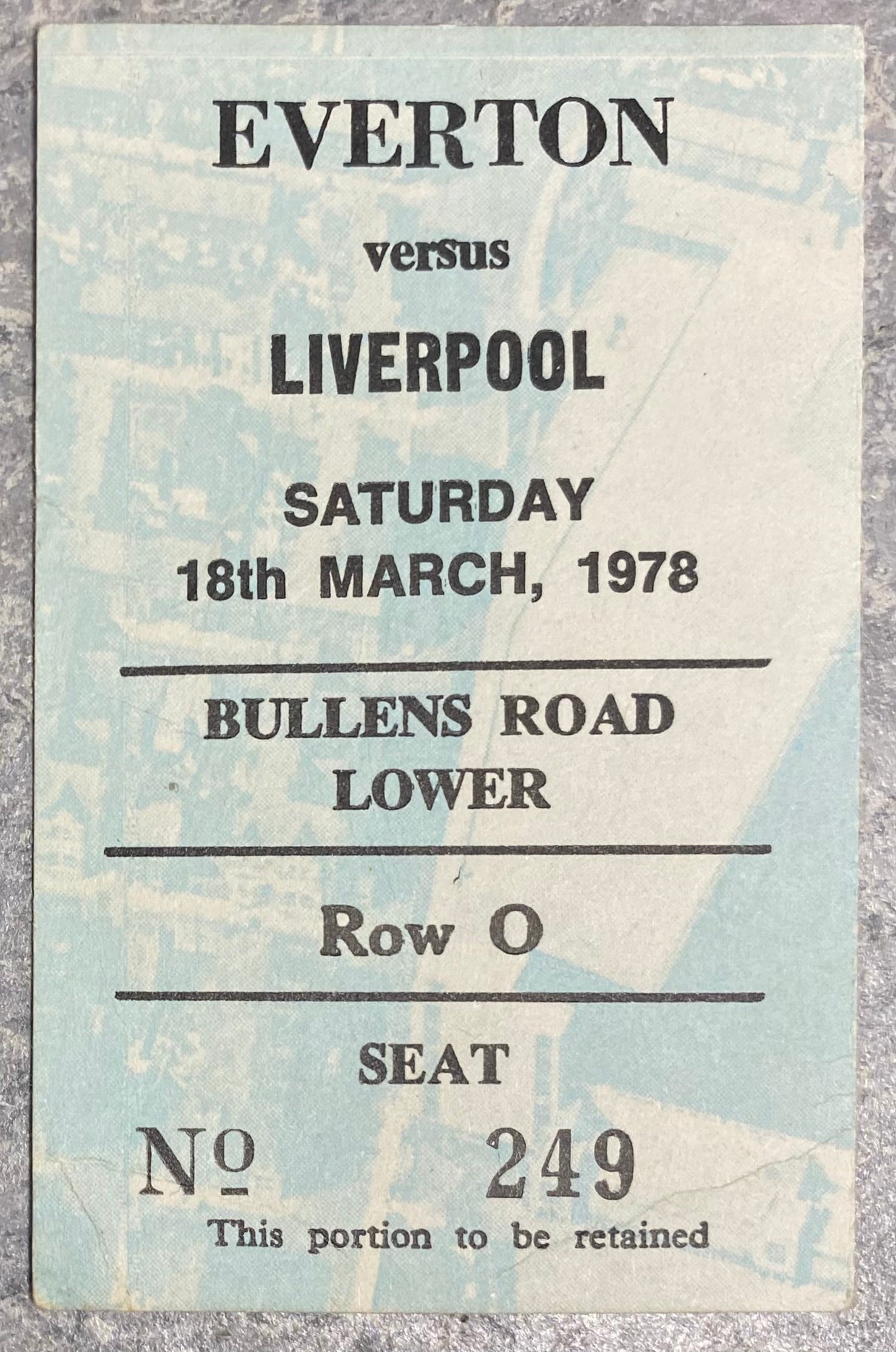 1977/78 ORIGINAL DIVISION ONE TICKET EVERTON V LIVERPOOL