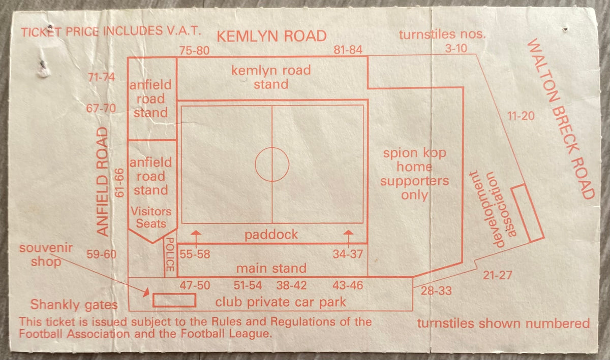 1989/90 ORIGINAL DIVISION ONE TICKET LIVERPOOL V CHARLTON ATHLETIC