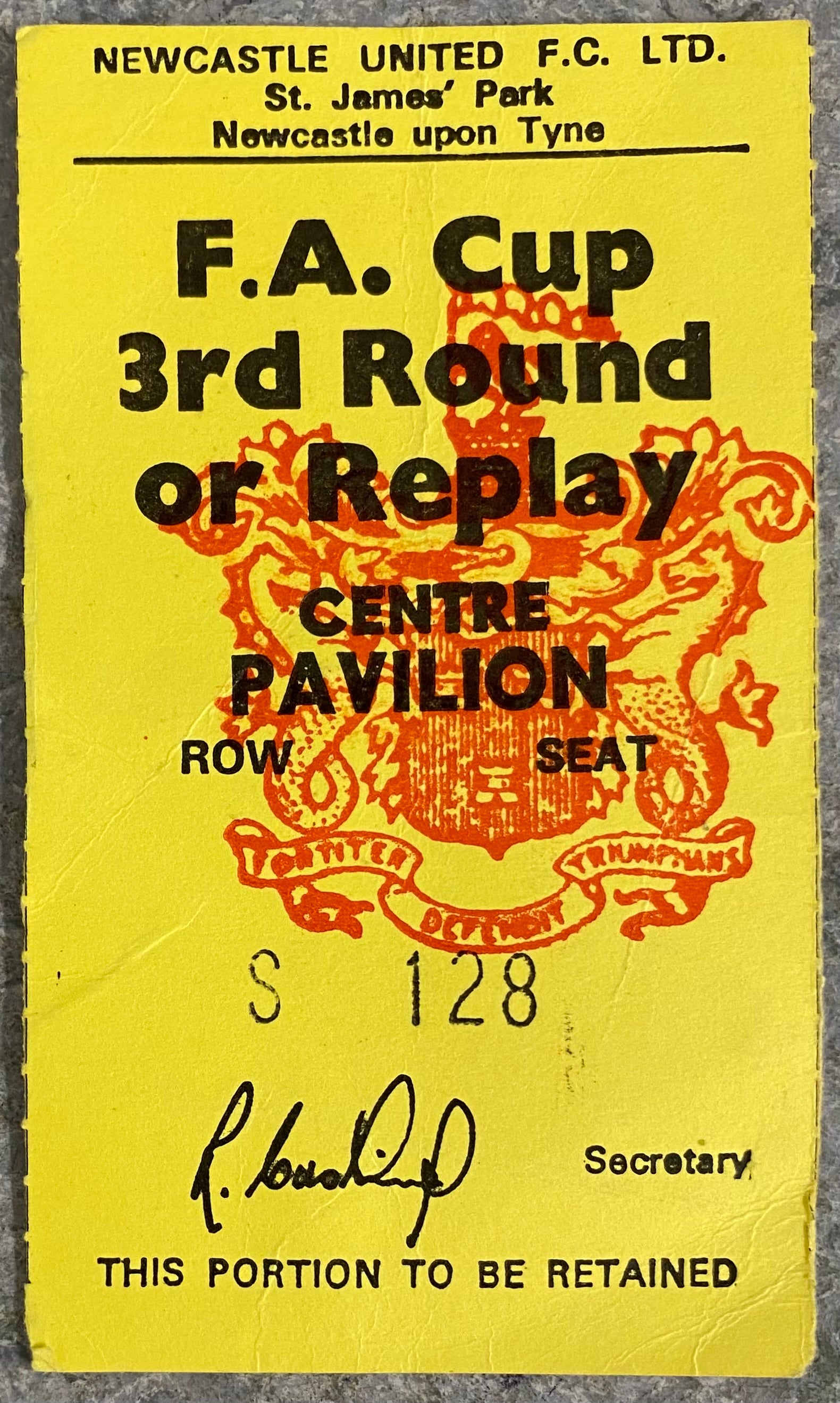 1975/76 ORIGINAL FA CUP 3RD ROUND REPLAY TICKET NEWCASTLE UNITED V QUEENS PARK RANGERS