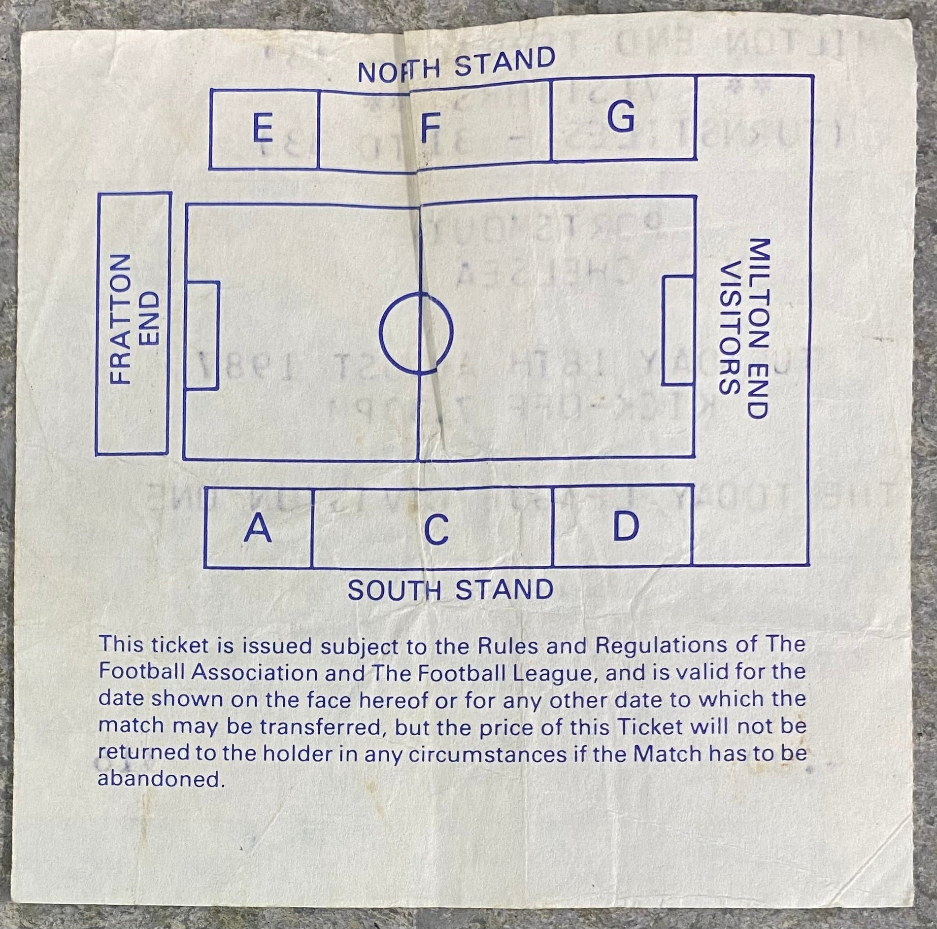 1987/88 ORIGINAL DIVISION 1 TICKET PORTSMOUTH V CHELSEA