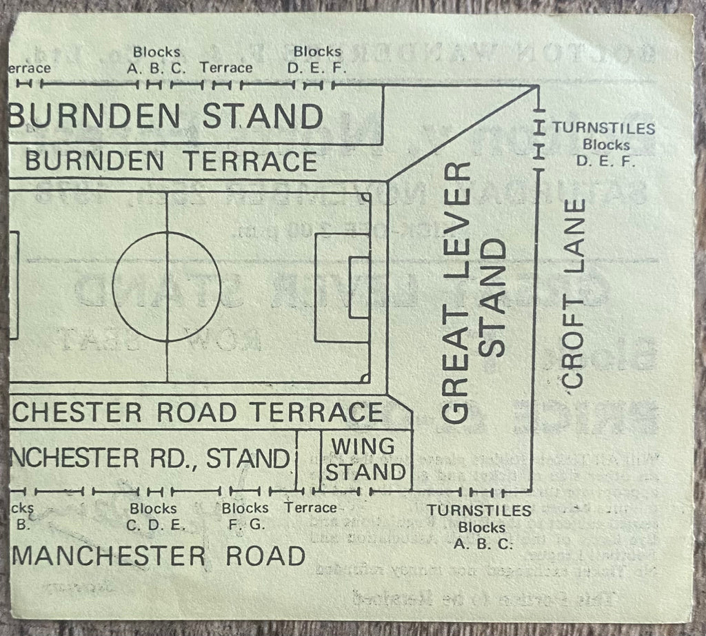 1978/79 ORIGINAL DIVISION ONE TICKET BOLTON WANDERERS V NOTTINGHAM FOREST