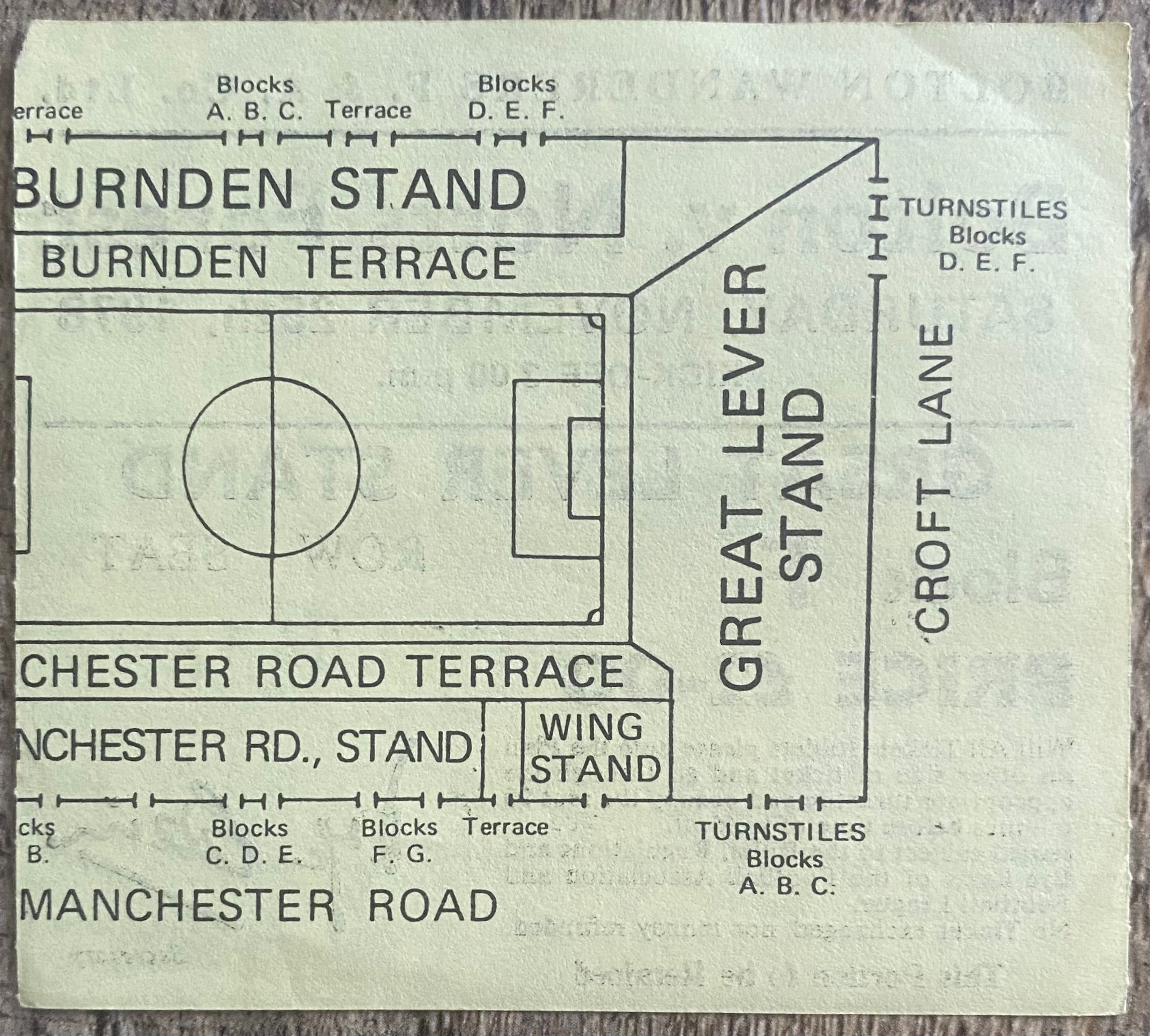 1978/79 ORIGINAL DIVISION ONE TICKET BOLTON WANDERERS V NOTTINGHAM FOREST