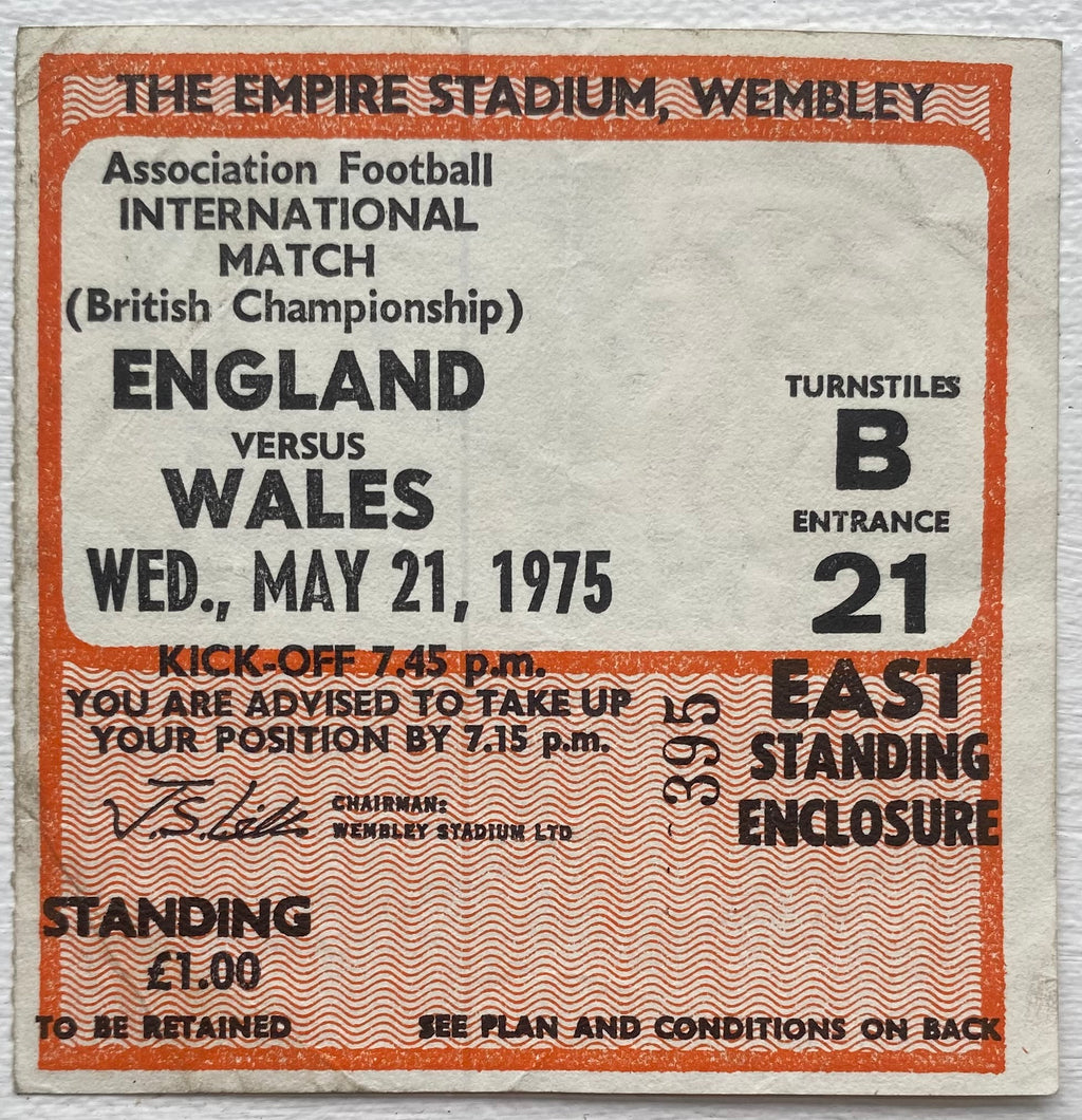 1975 ORIGINAL BRITISH HOME INTERNATIONAL CHAMPIONSHIPS TICKET ENGLAND V WALES