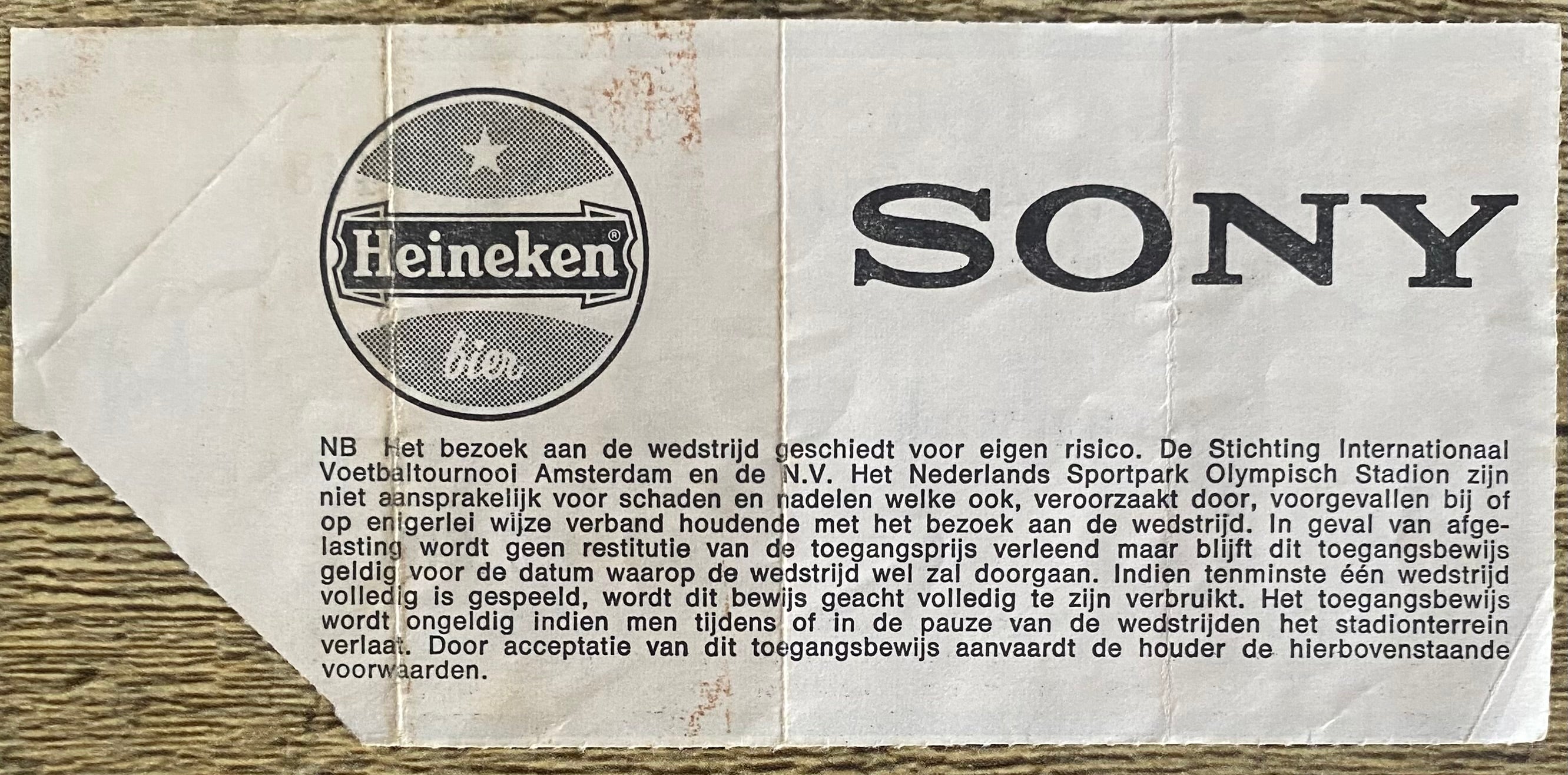 1977 ORIGINAL AMSTERDAM PRE SEASON TOURNAMENT FINALS TICKET LIVERPOOL V BARCELONA AND V AJAX V AZ 67