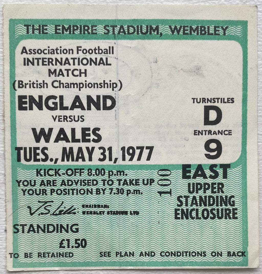 1977 ORIGINAL BRITISH HOME INTERNATIONAL CHAMPIONSHIPS TICKET ENGLAND V WALES