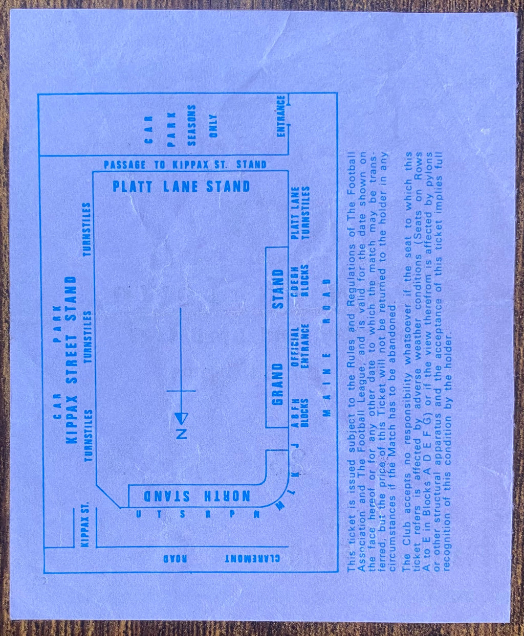 1976/77 ORIGINAL DIVISION 1 TICKET MANCHESTER CITY V IPSWICH TOWN