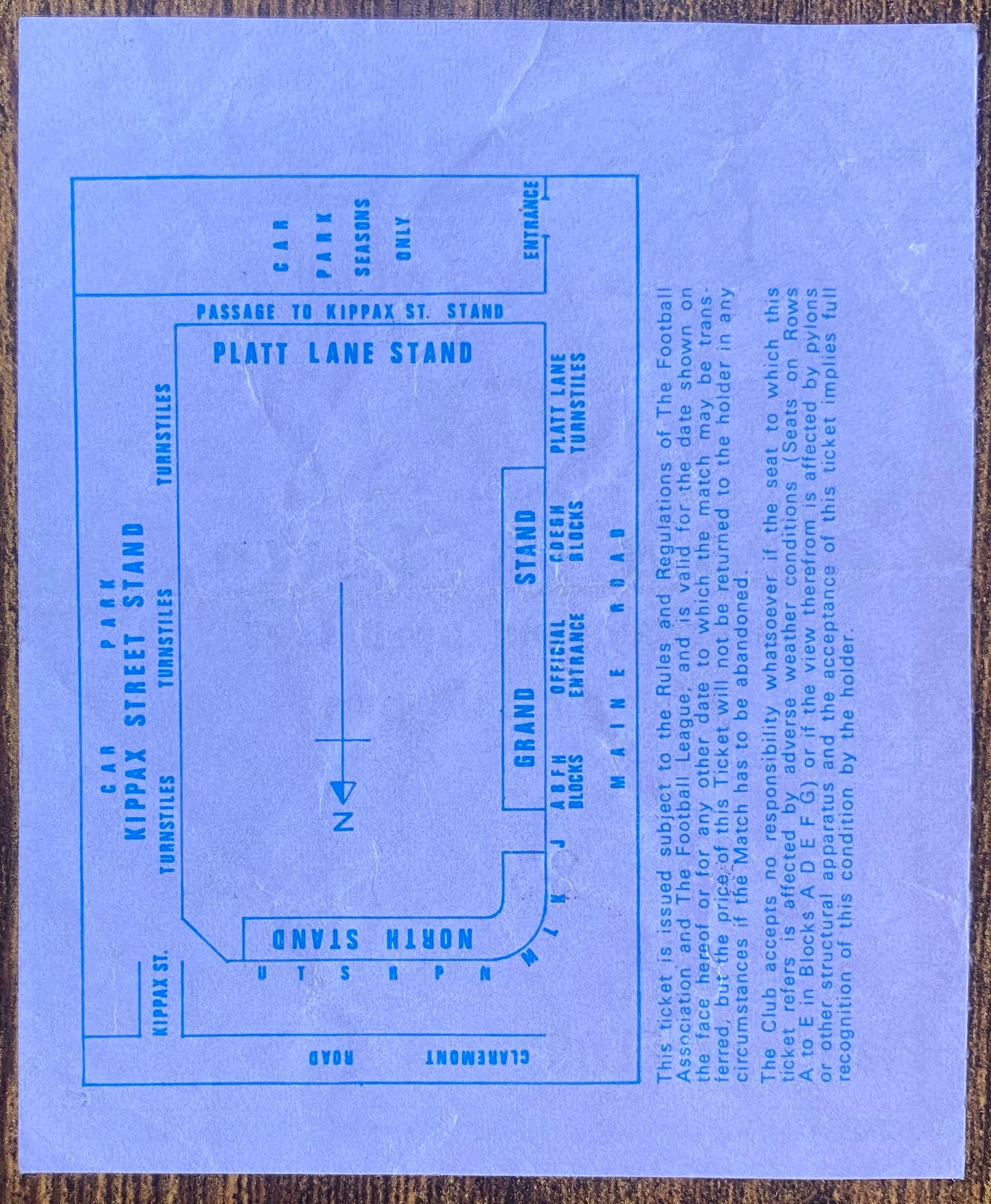1976/77 ORIGINAL DIVISION 1 TICKET MANCHESTER CITY V IPSWICH TOWN