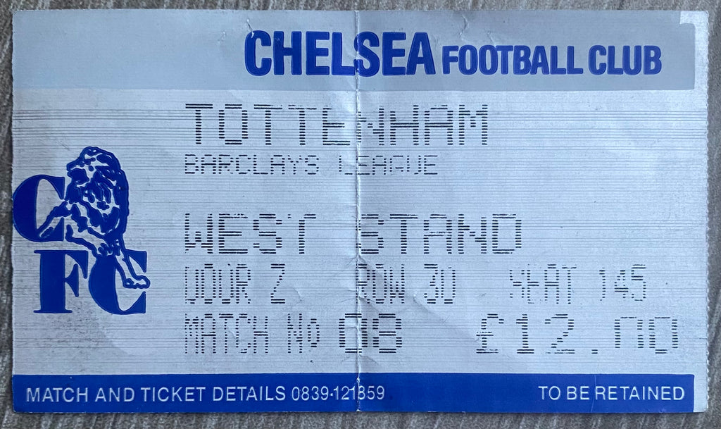 1990/91 ORIGINAL DIVISION ONE TICKET CHELSEA V TOTTENHAM HOTSPUR