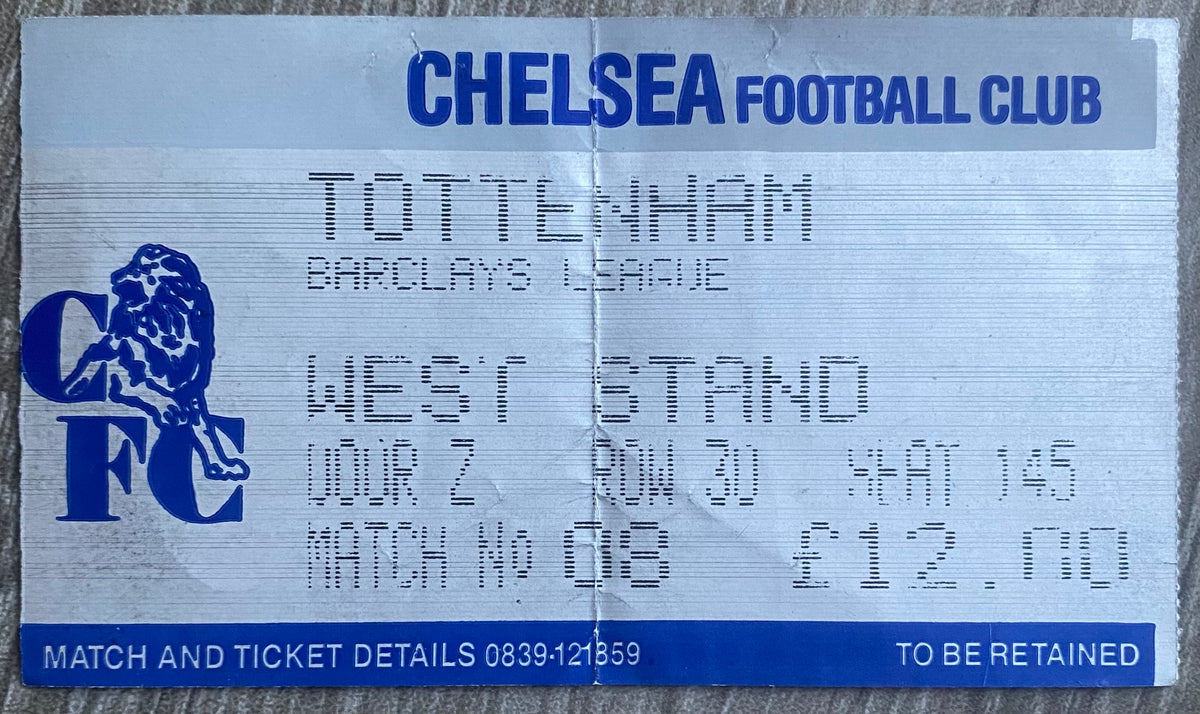 1990/91 ORIGINAL DIVISION ONE TICKET CHELSEA V TOTTENHAM HOTSPUR