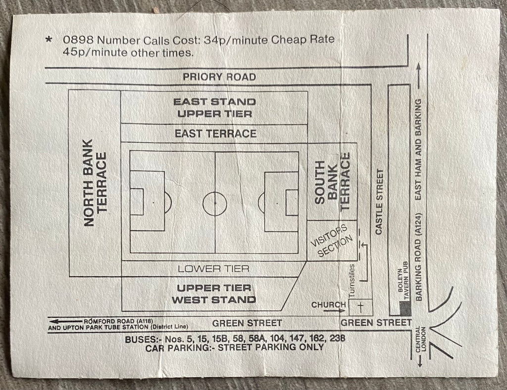 1991/92 ORIGINAL FA CUP 5TH ROUND REPLAY TICKET WEST HAM UNITED V SUNDERLAND