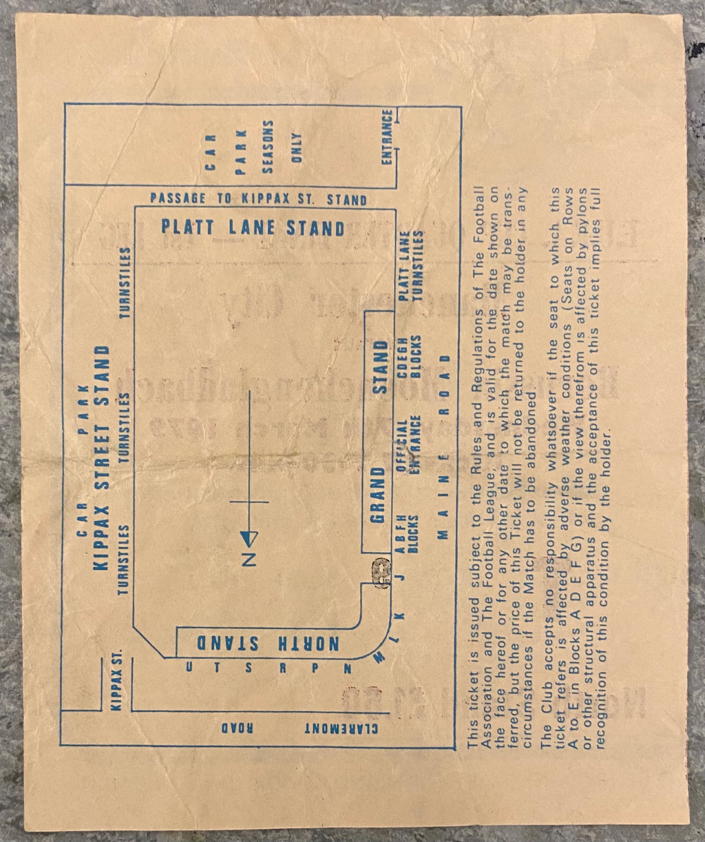 1978/79 ORIGINAL UEFA CUP QUARTER FINAL 1ST LEG TICKET MANCHESTER CITY V BORUSSIA MOENCHENGLADBACH