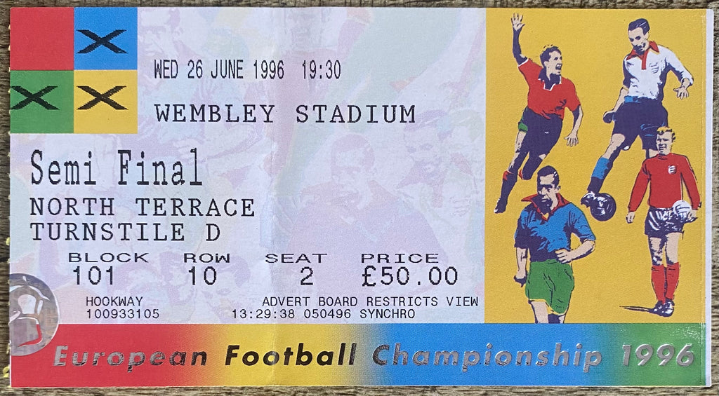 1996 ORIGINAL EUROPEAN CHAMPIONSHIPS EURO 96 SEMI FINAL TICKET ENGLAND V GERMANY @ WEMBLEY