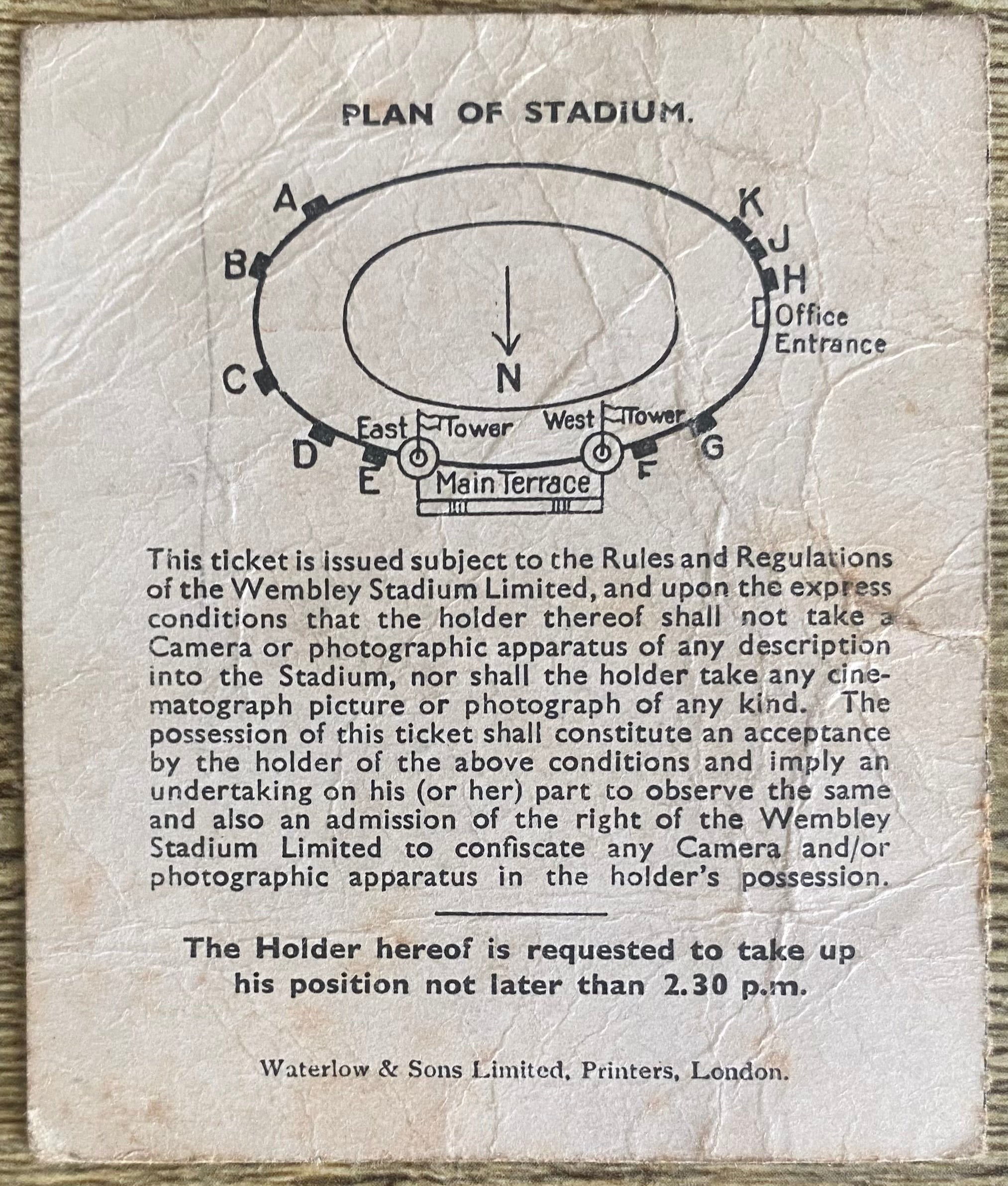 1934 ORIGINAL BRITISH HOME INTERNATIONAL CHAMPIONSHIPS TICKET ENGLAND V SCOTLAND