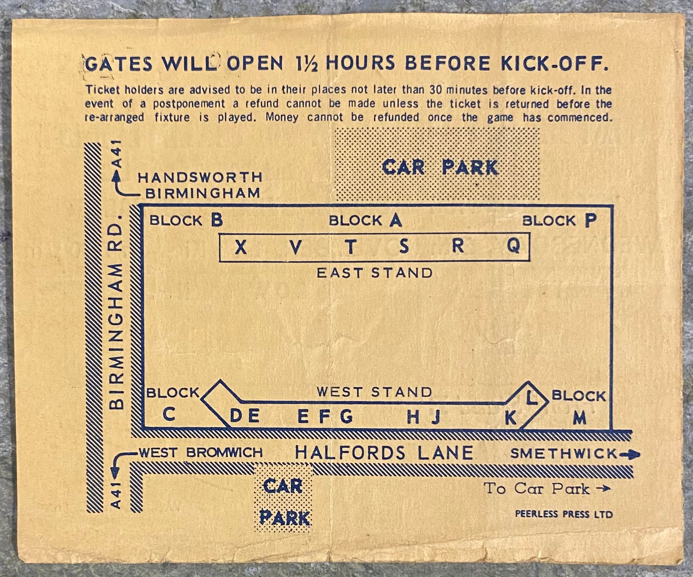 1968/69 ORIGINAL EUROPEAN CUP WINNERS CUP 2ND ROUND 2ND LEG TICKET WEST BROMWICH ALBION V DYNAMO BUCHAREST